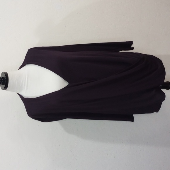 M. M. LaFleur Deneuve Faux Wrap Blouse Purple Blackberry Merlot, Size +1 / 1X - Picture 3 of 14